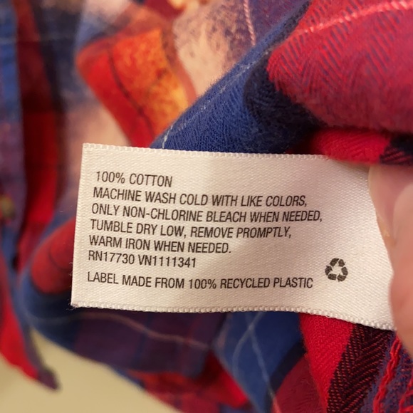 Bleach Splatter Merona Plaid Shirt Custom Up cycled Red Blue, WM SZ XXL Awesome - Picture 15 of 15